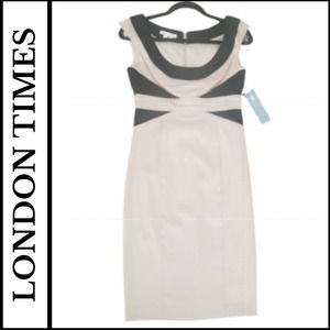 London Times Cap Sleeve Career Cocktail Dress